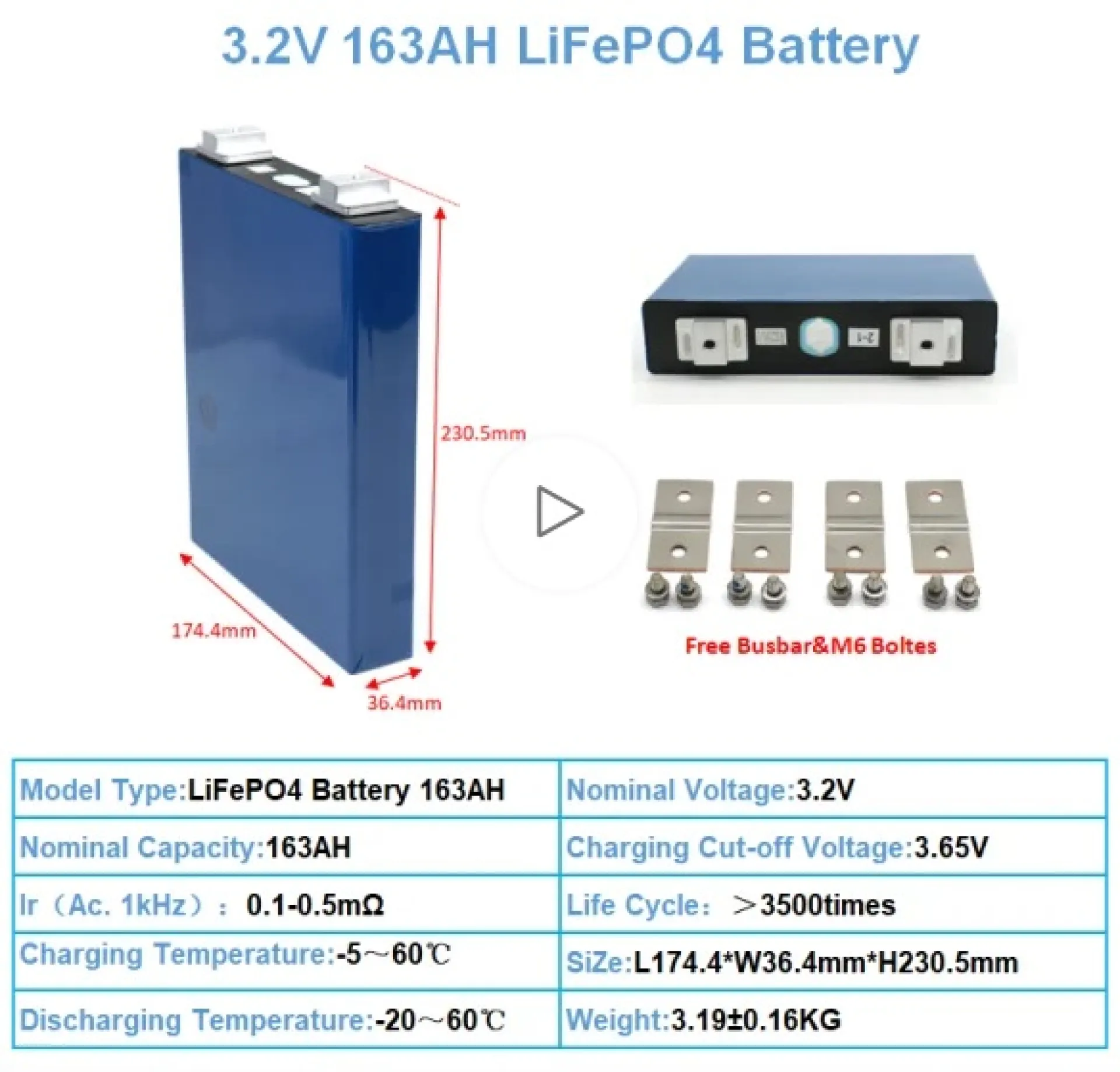 CELDA LiFe Po4 3,2V 163Ah L173F163